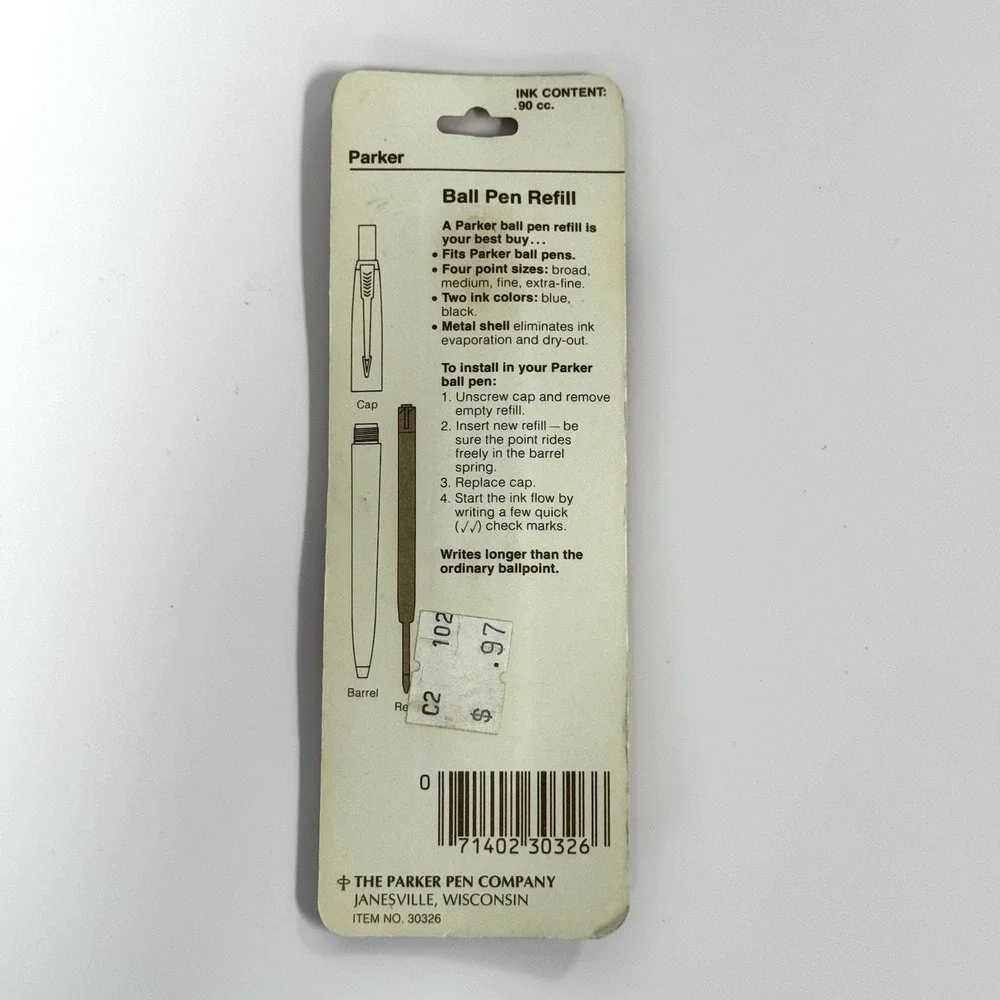 Vintage NEW Parker Original Ball Pen Refill Metal Blue Medium NOS